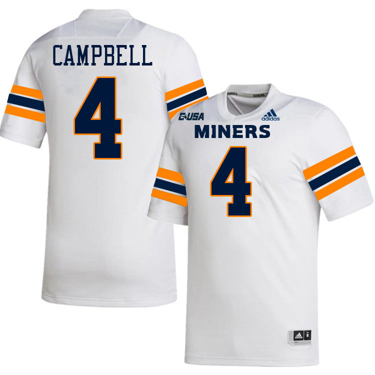 #4 Neil Campbell UTEP Jersey,UTEP Miners College Football Jersey,Uniforms-White